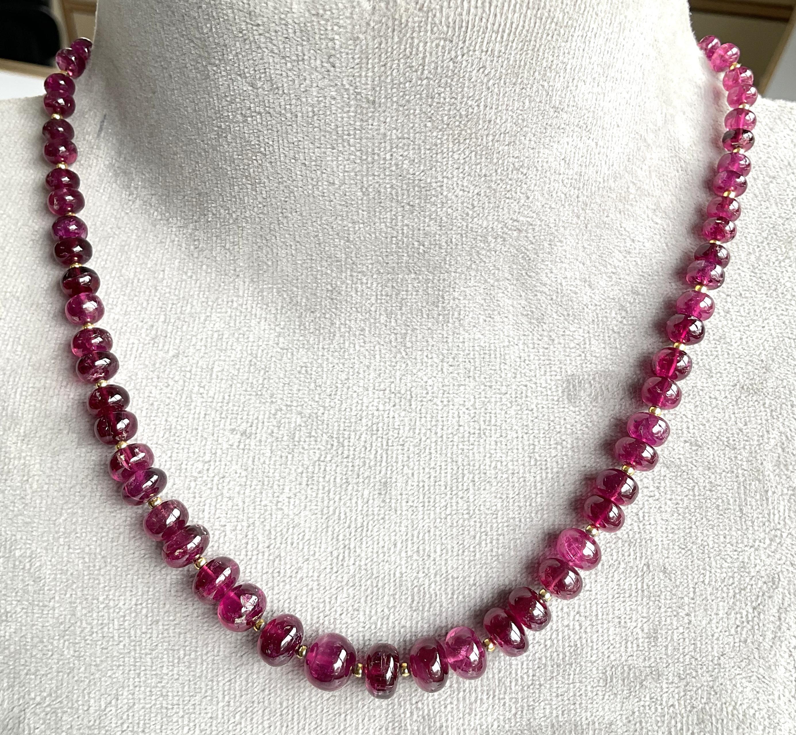 Women's or Men's 163.00 Carats Rubellite Tourmaline Necklace Fine Jewelry Natural Gemstone Beads For Sale