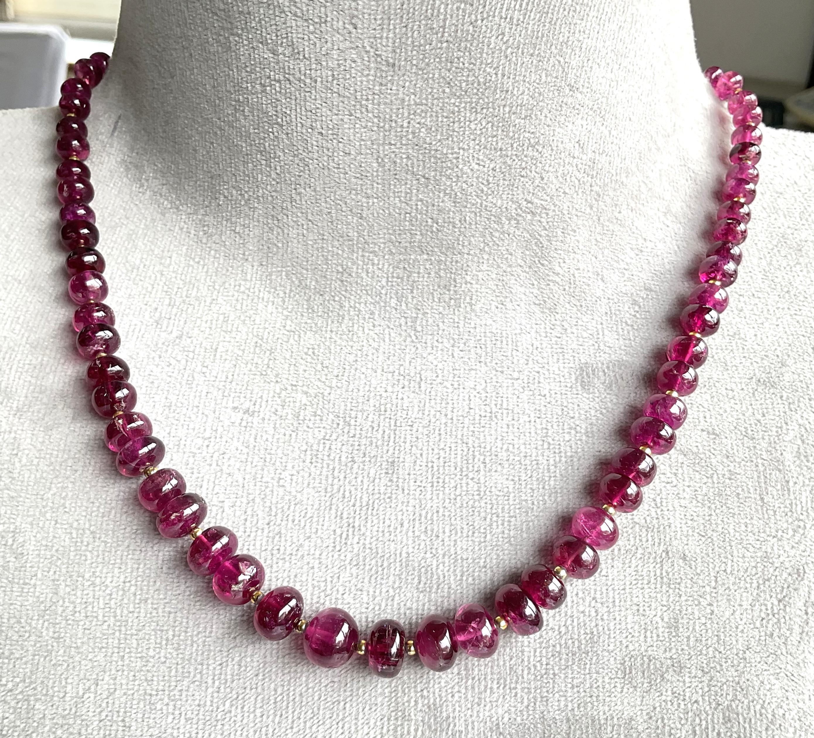 163.00 Carats Rubellite Tourmaline Necklace Fine Jewelry Natural Gemstone Beads For Sale 1
