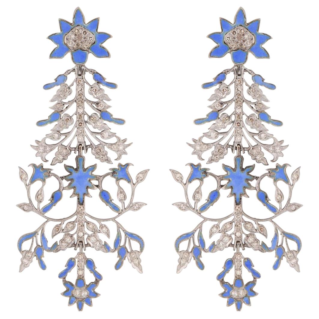 1632 Taj Wall Art Inspired Earrings 'Enamel & Diamonds'