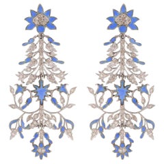 Antique 1632 Taj Wall Art Inspired Earrings 'Enamel & Diamonds'