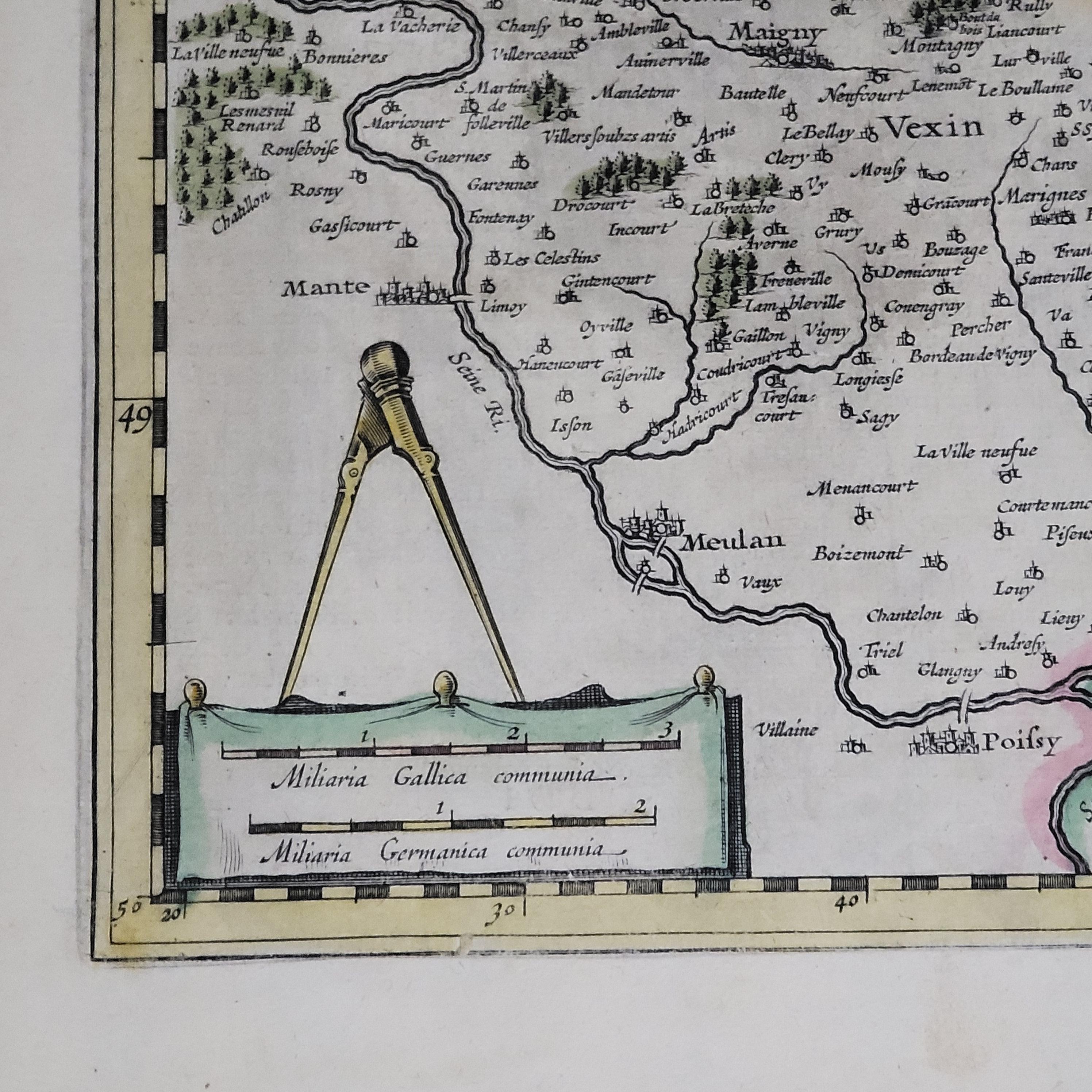Carte 1633 intitulée « Beauvaisis Comitatus Belova Cium, Ric.0002 » Bon état - En vente à Norton, MA