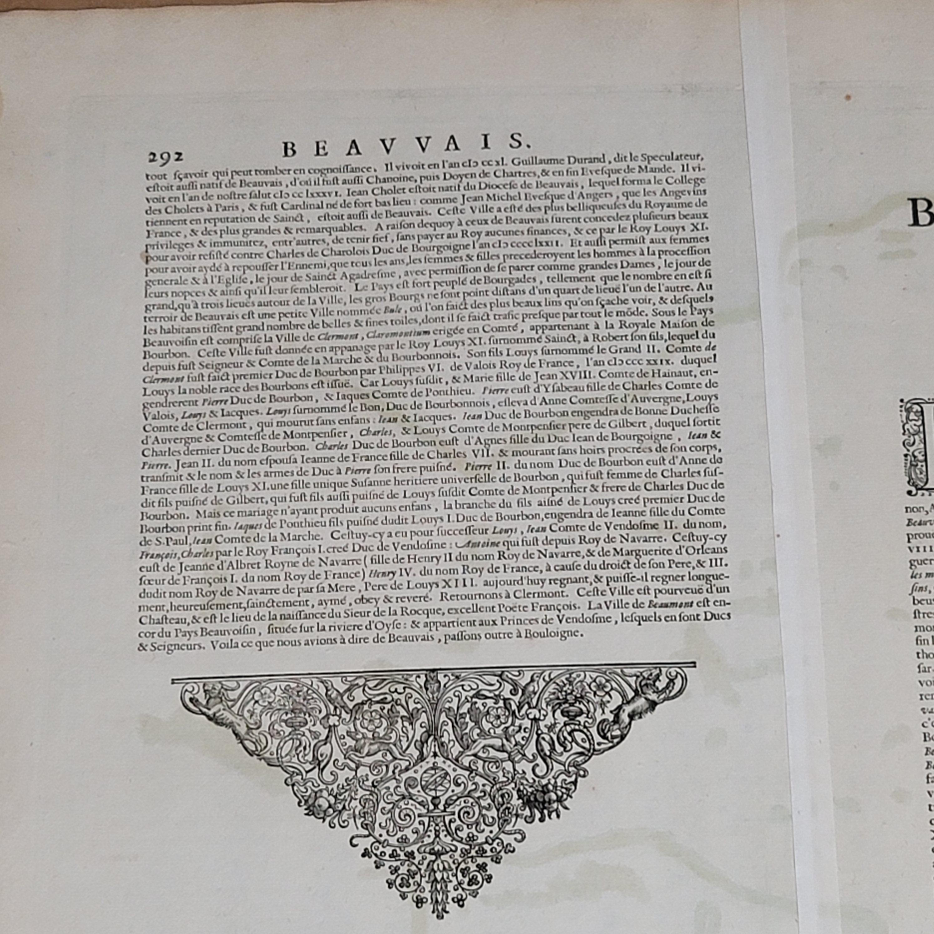 Carte 1633 intitulée « Beauvaisis Comitatus Belova Cium, Ric.0002 » en vente 1