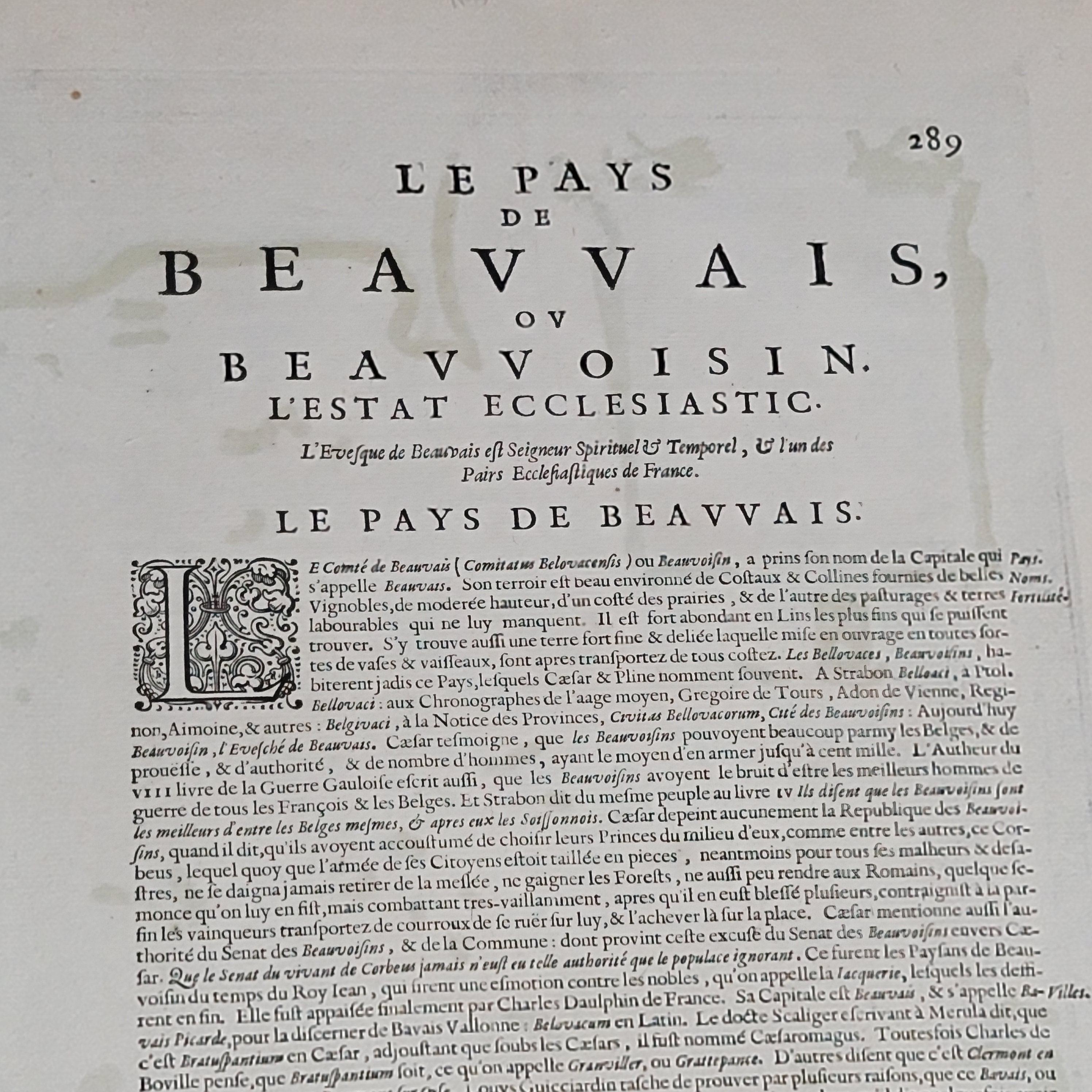 Carte 1633 intitulée « Beauvaisis Comitatus Belova Cium, Ric.0002 » en vente 2
