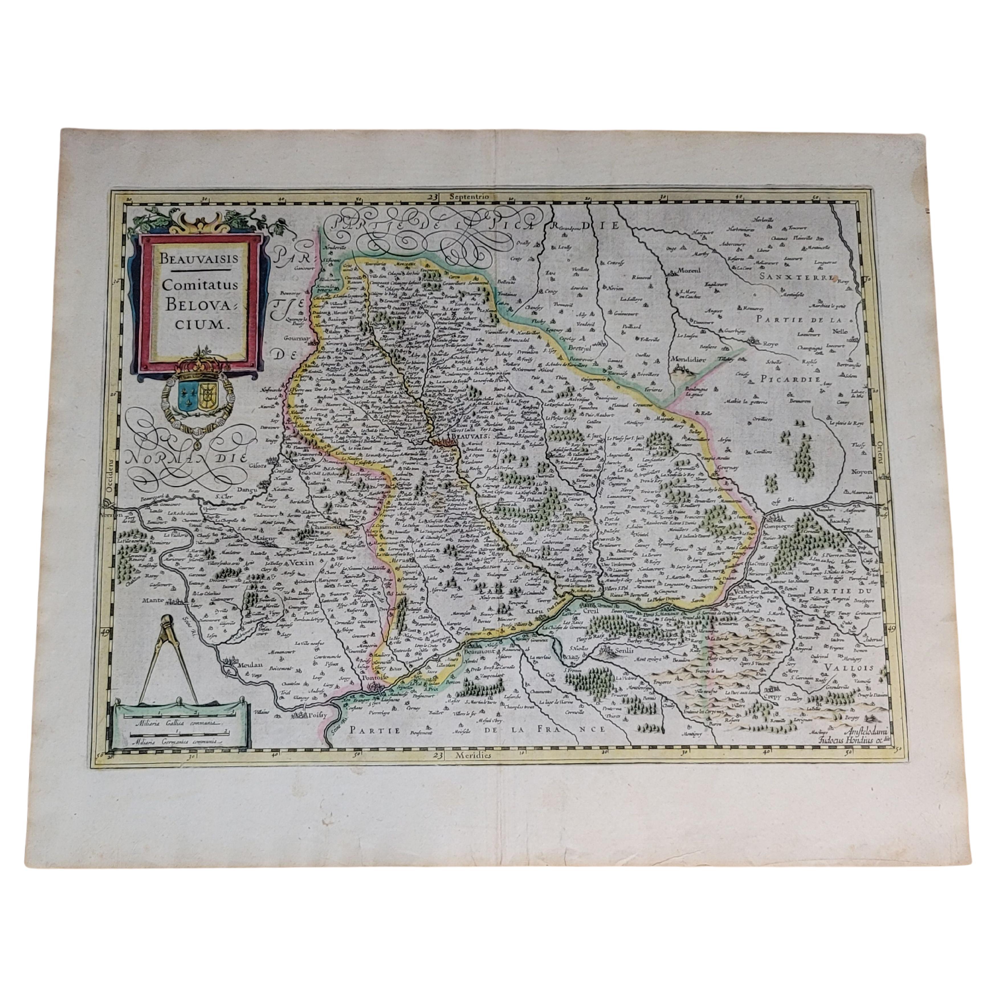 1633 Map Entitled "Beauvaisis Comitatus Belova Cium, Ric.0002 For Sale