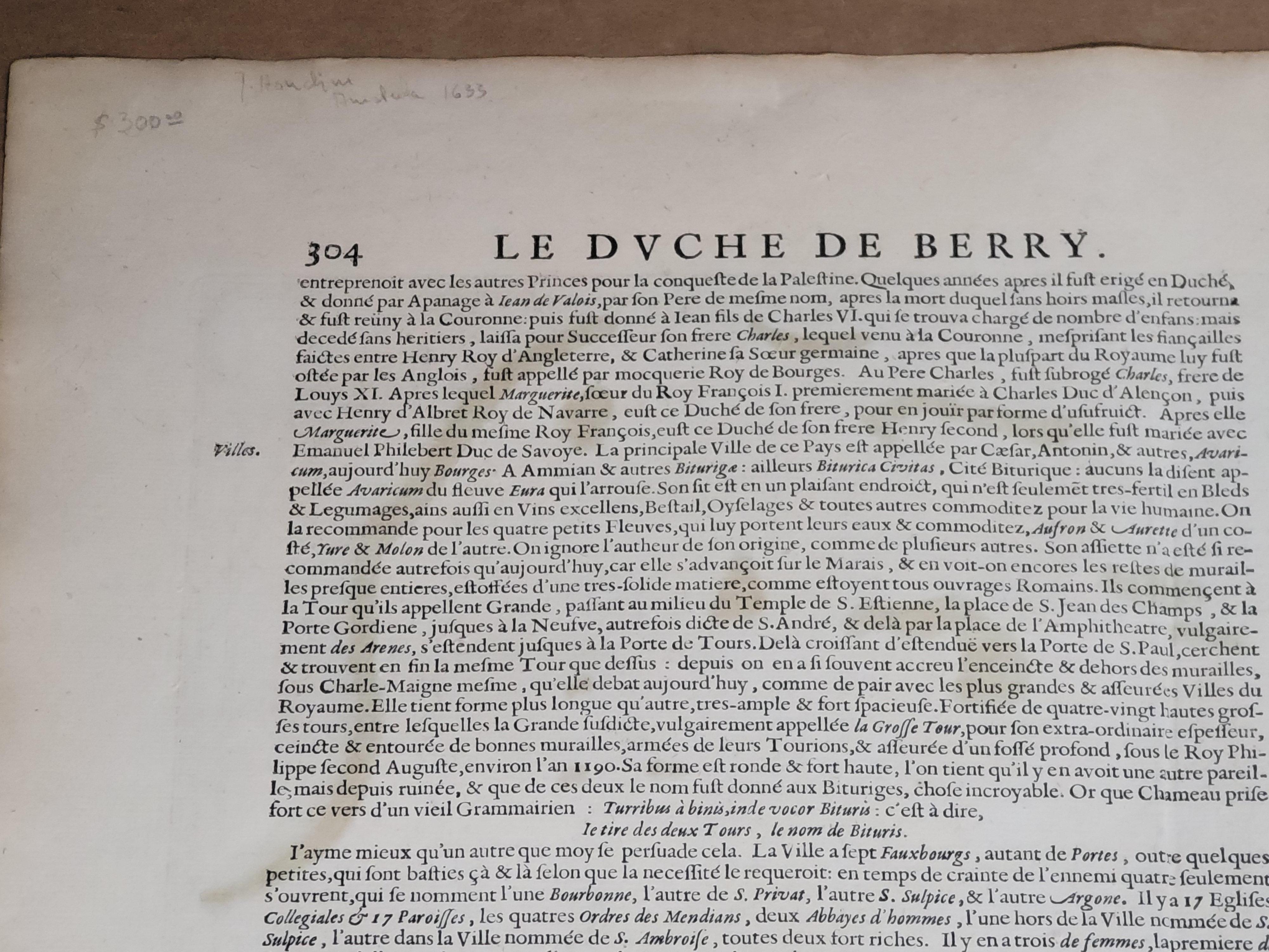 Karte von 1633 mit dem Titel 