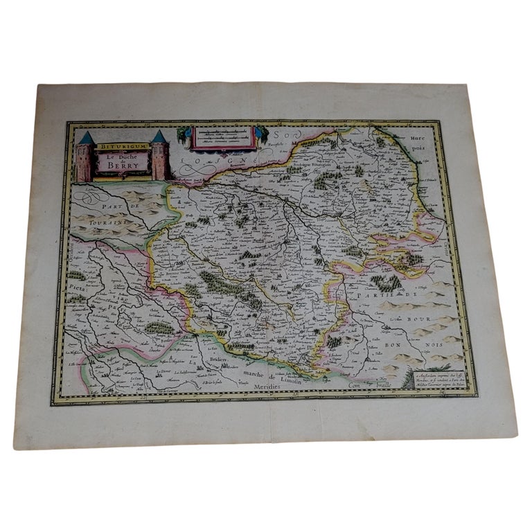 1633 Map, Entitled "La Douche De Berry," Ric.0005 For Sale at 1stDibs