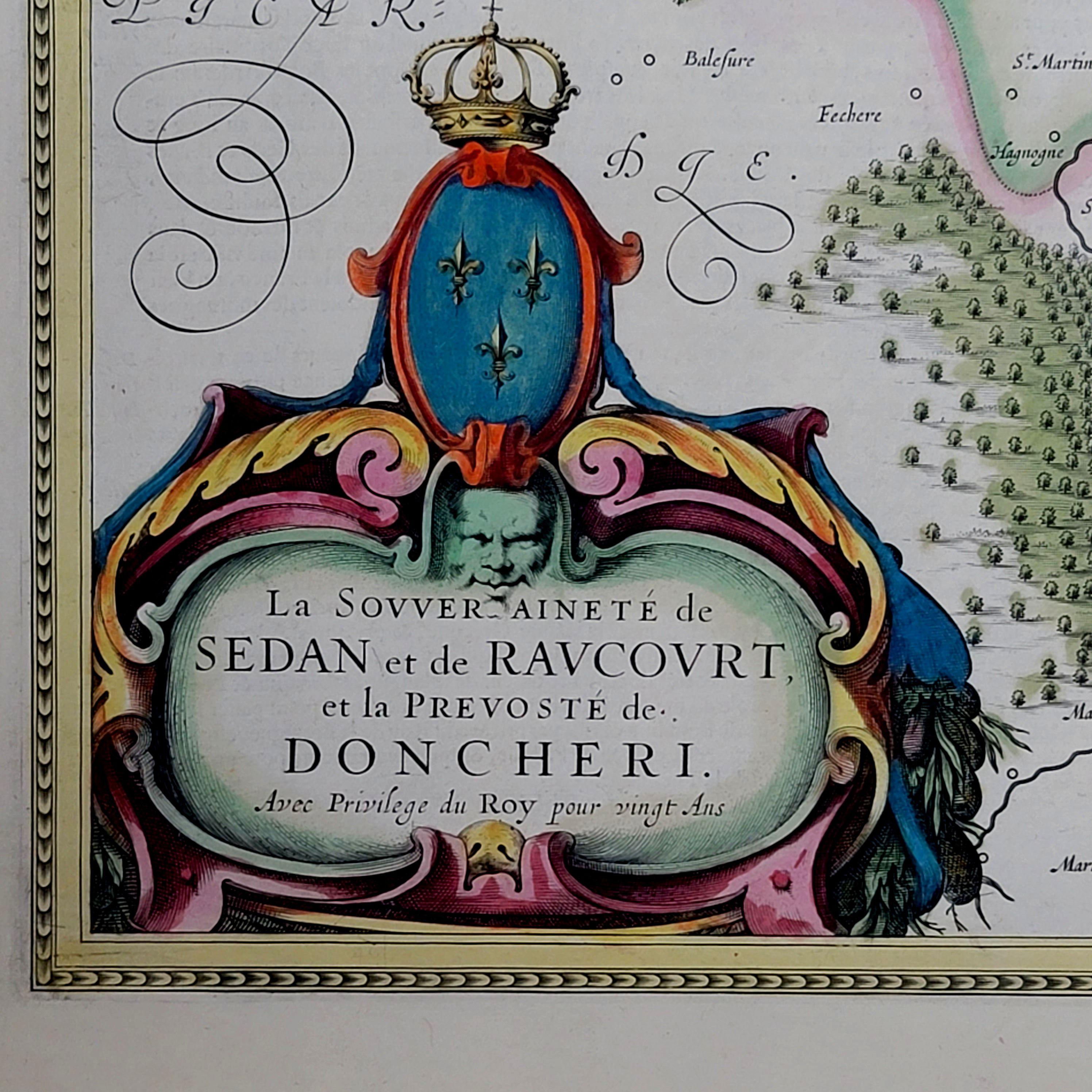 1633 Karte „“La Souverainete De Sedan Et De Raucourt, Et La Prevoste Ric0011 (18. Jahrhundert und früher) im Angebot