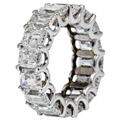 16.34 Carat Platinum Emerald Cut Diamond U-Shape Eternity Band