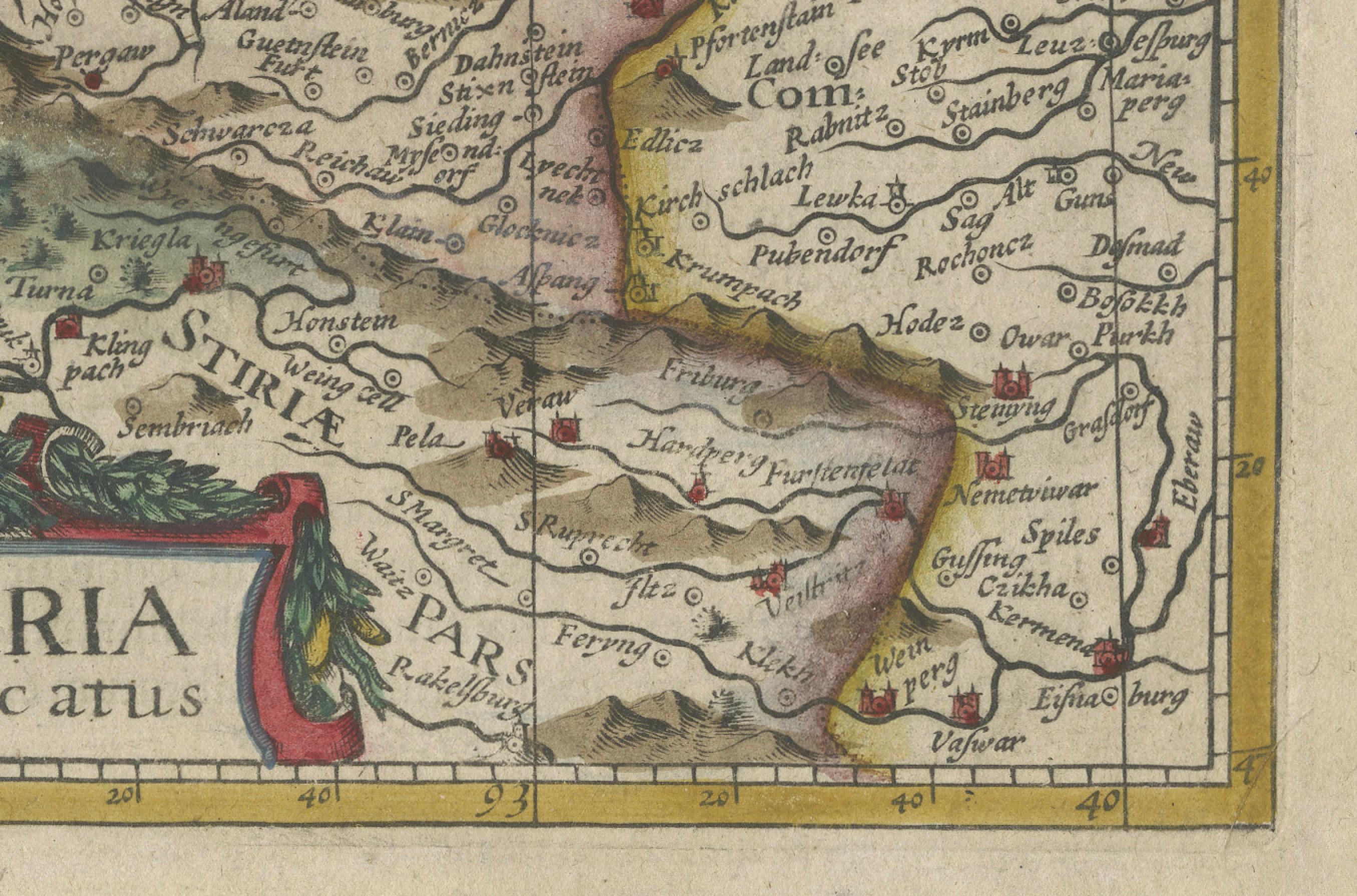 1634 Mercator/Jansson-Karte: Ostösterreich mit Wien, handkoloriert

Diese handkolorierte Karte von Mercator und Jansson aus dem Jahr 1634 mit dem Titel 