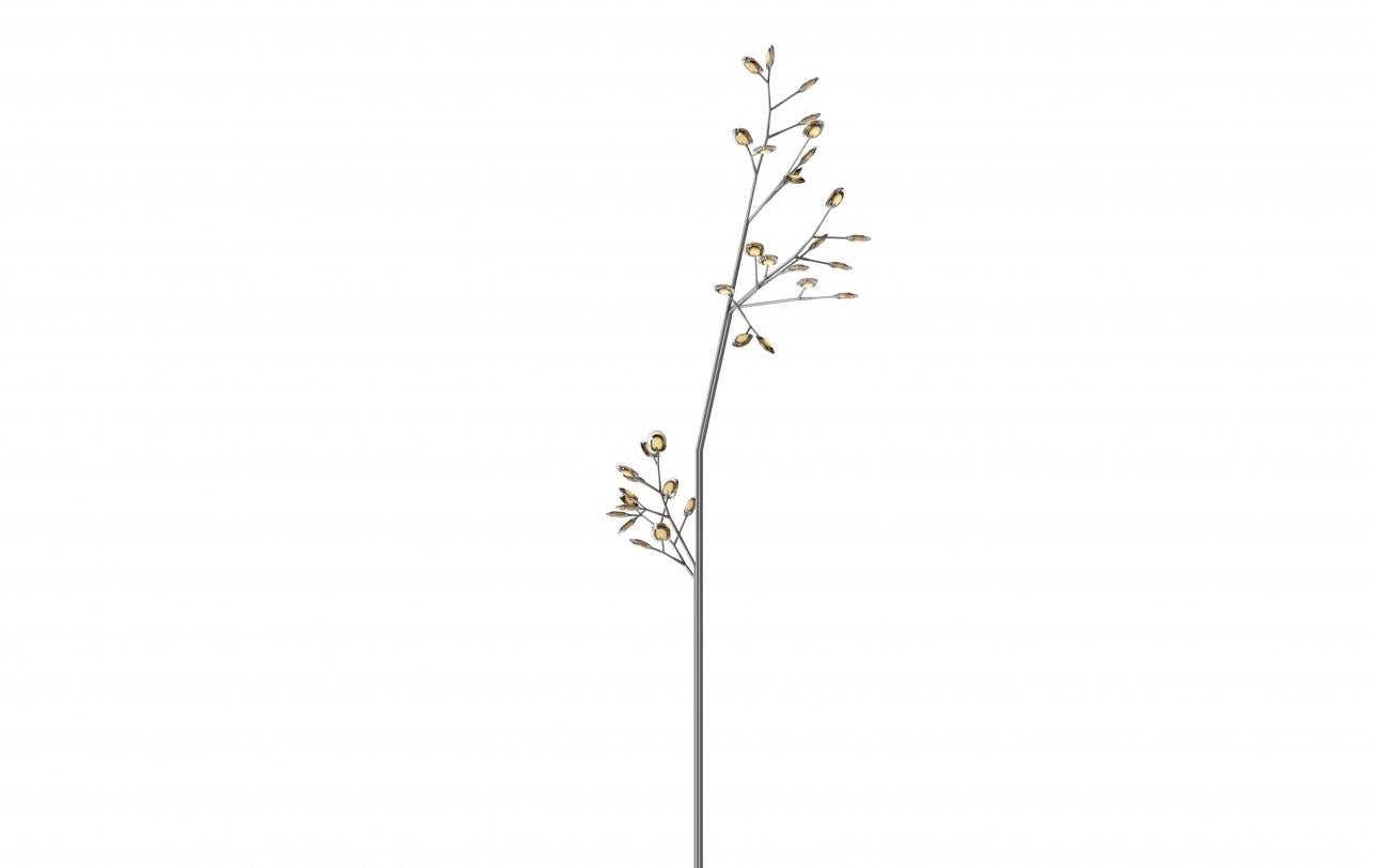 16.35 Aspen Trunk sculptural floor lamp by Bocci
Dimensions: D 122 x W 265 x H 712 cm 
Materials: Poured glass, electrical components, bead-blasted stainless steel armature components. 
Lamping: 1.5w LED (52.5w total draw). Nondimmable.