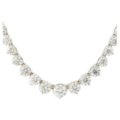 16.35 Carat Diamond Graduated Tennis Necklace 18 Karat White Gold in Stock