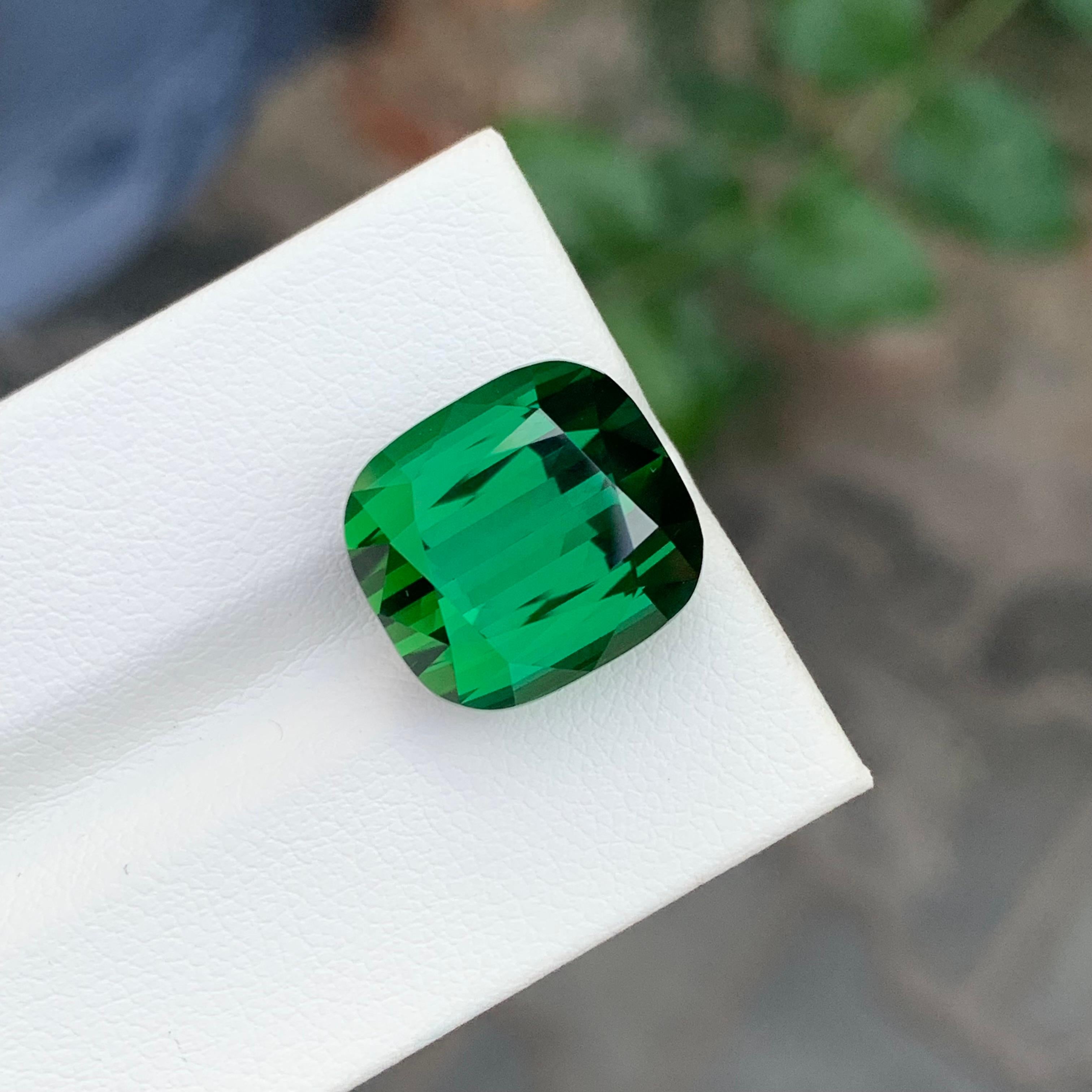 Taille coussin Tourmaline verte naturelle facettée taille coussin de 16,35 carats en vente