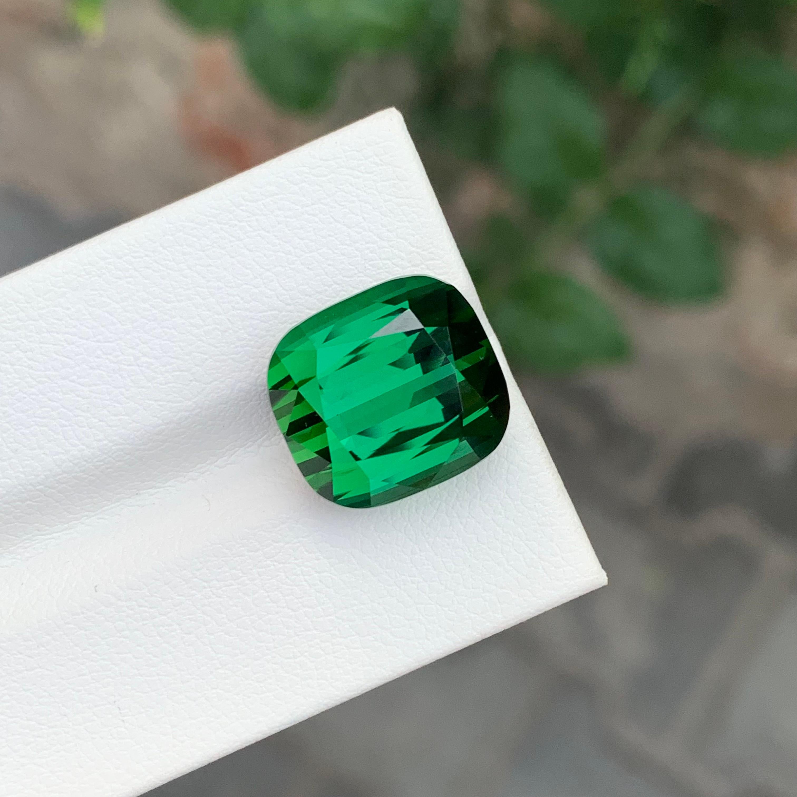 Tourmaline verte naturelle facettée taille coussin de 16,35 carats Unisexe en vente