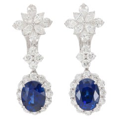 16.35 Carat Sapphire and 10.00 Carat Diamond Dangle Earrings