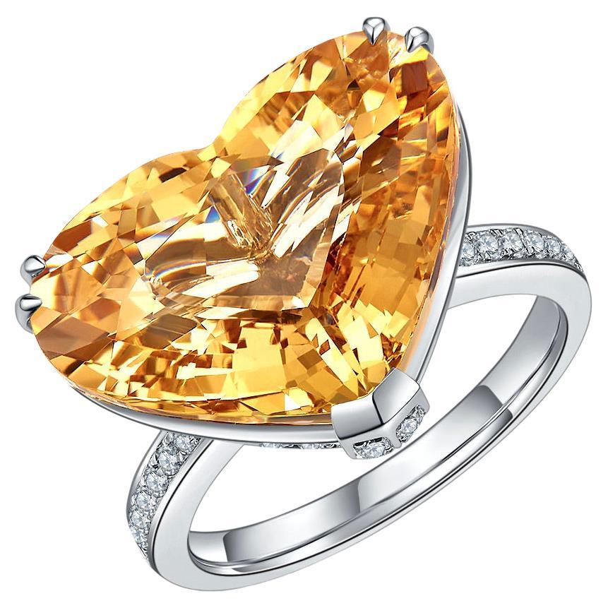 Eostre 11.6 Ct Intense Yellow  Beryl and Diamond White Gold Ring 