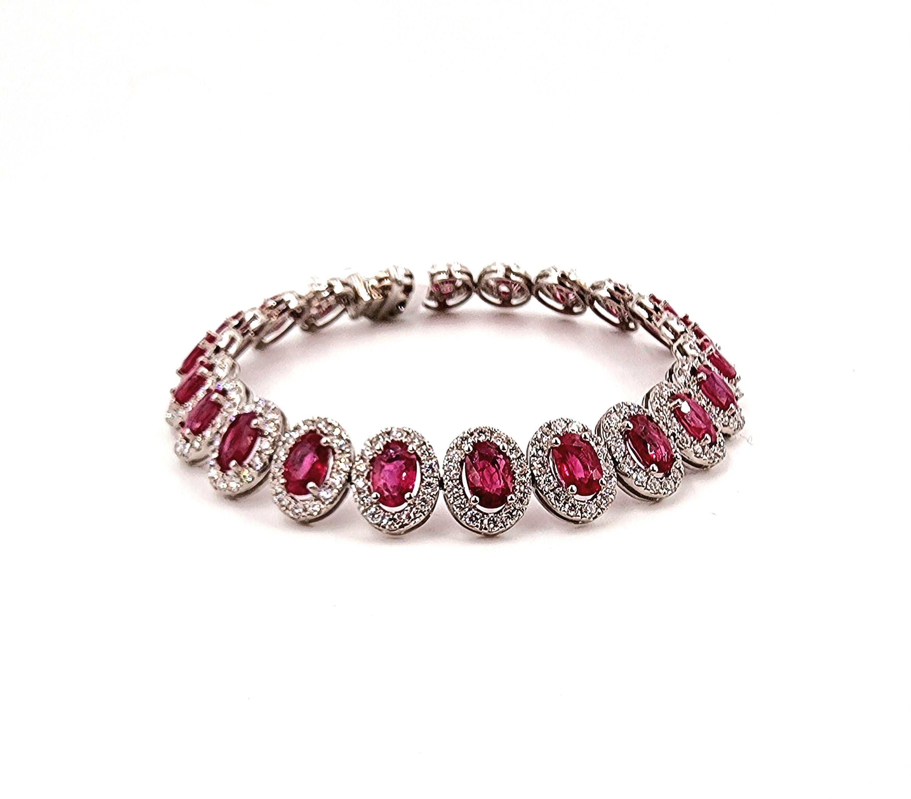 16.39 ct Natural Ruby & Diamond Bracelet For Sale 5