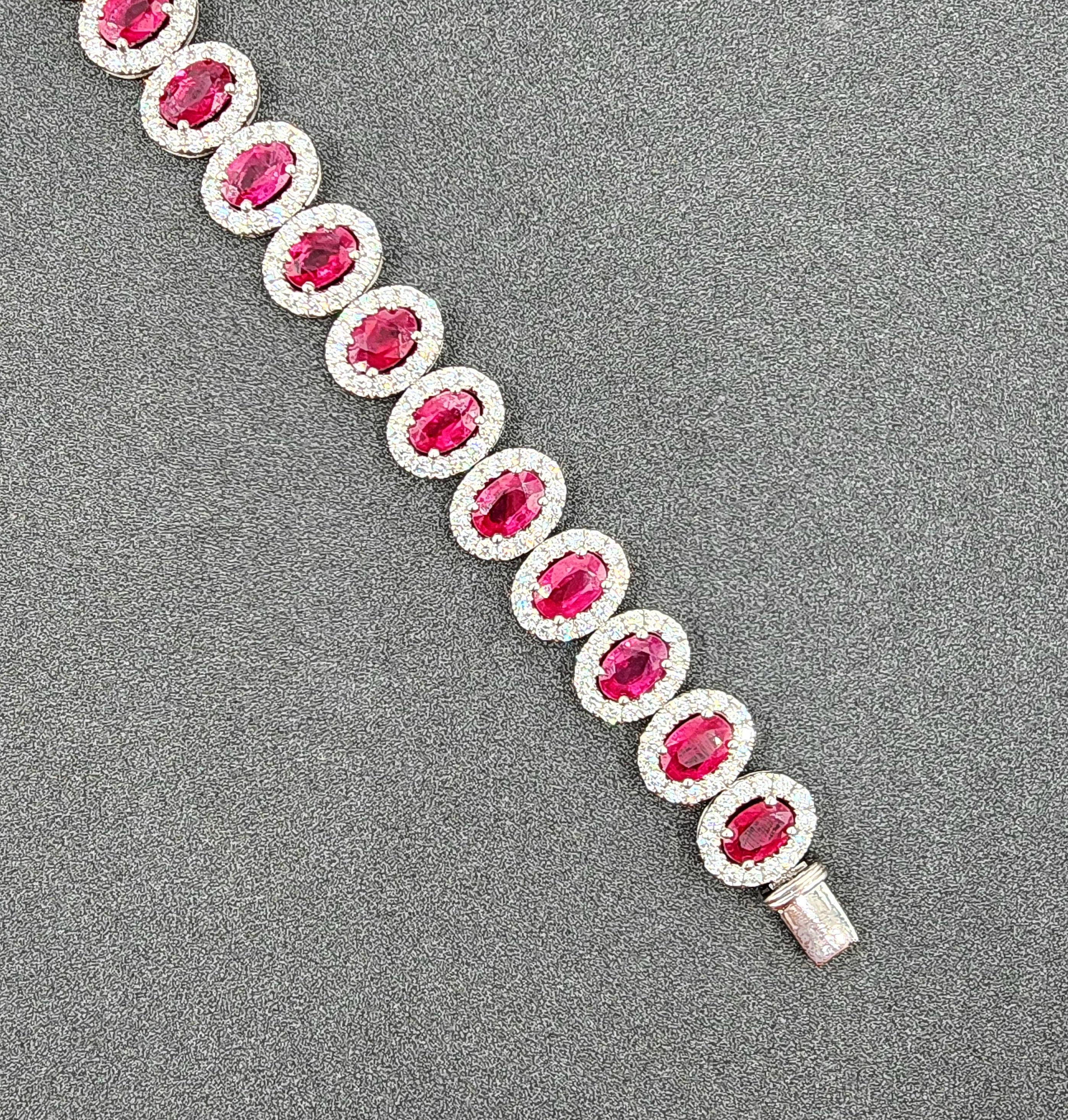 16.39 ct Natural Ruby & Diamond Bracelet For Sale 1