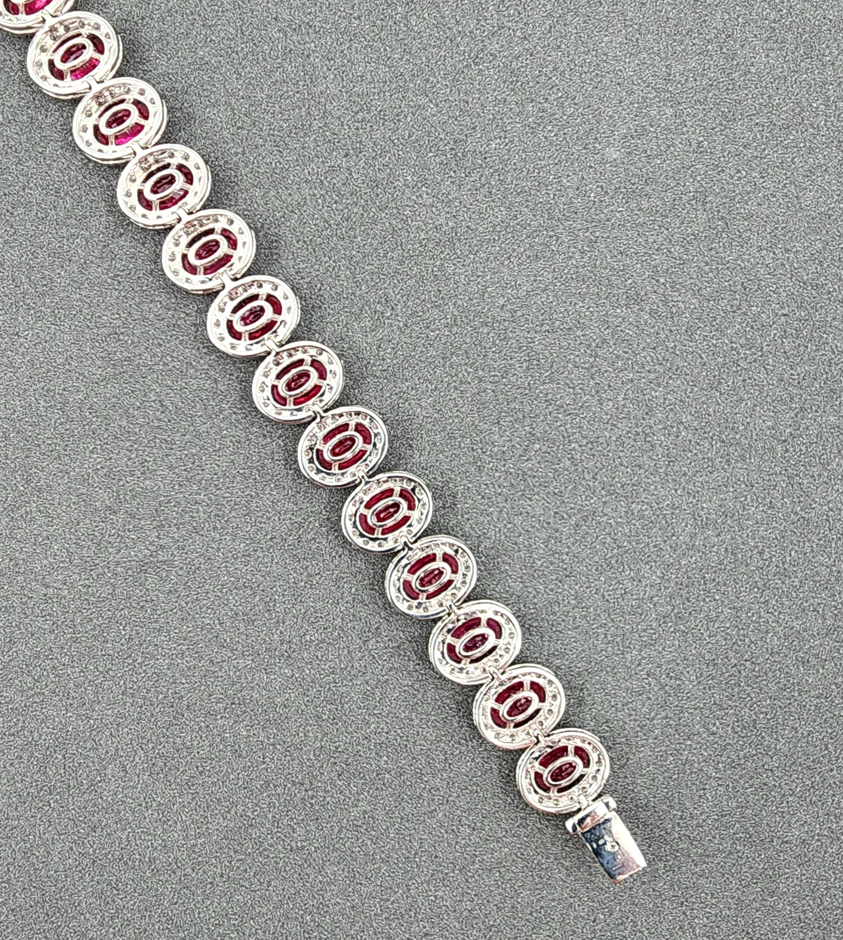 16.39 ct Natural Ruby & Diamond Bracelet For Sale 2