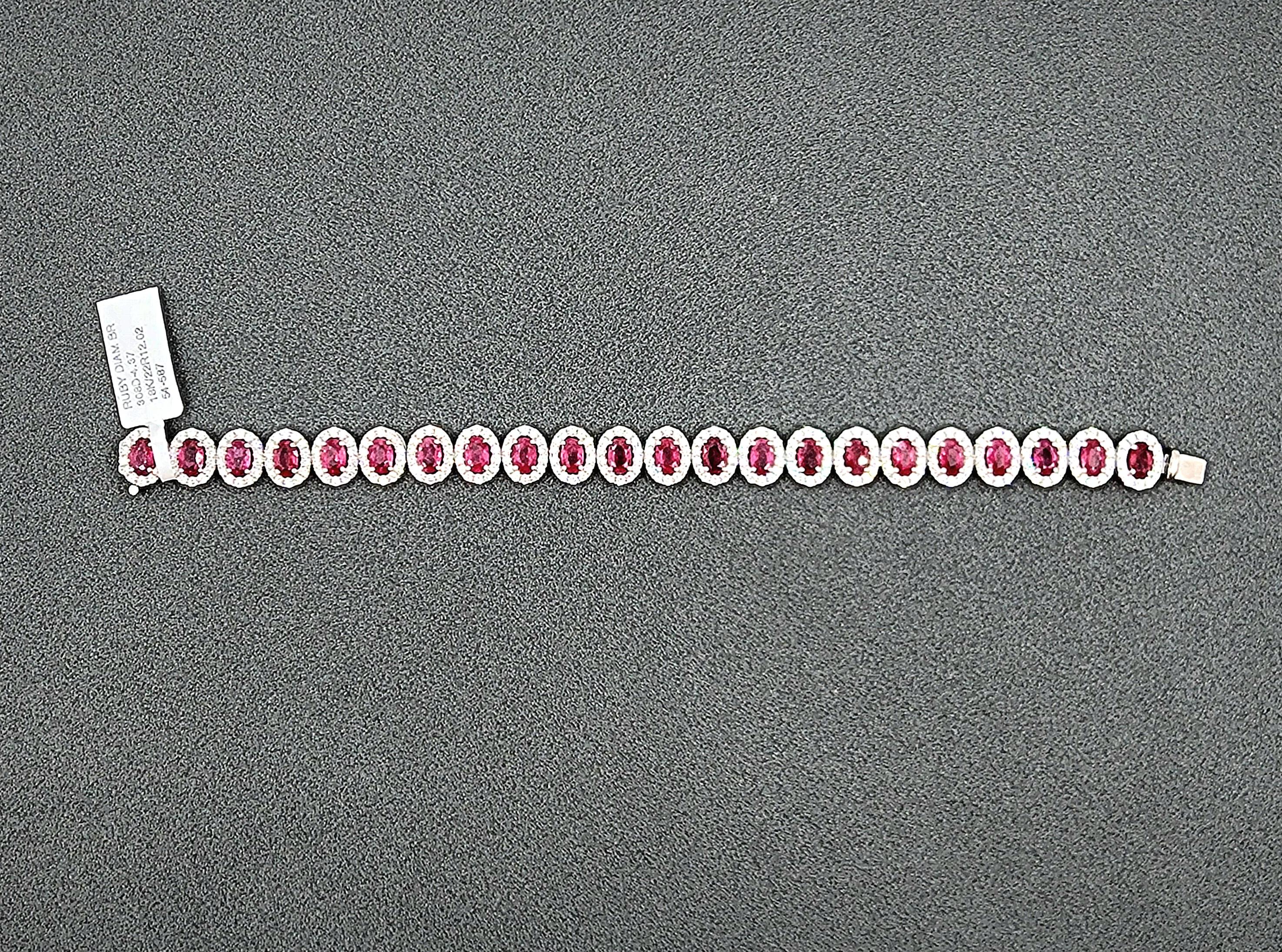 16.39 ct Natural Ruby & Diamond Bracelet For Sale 3