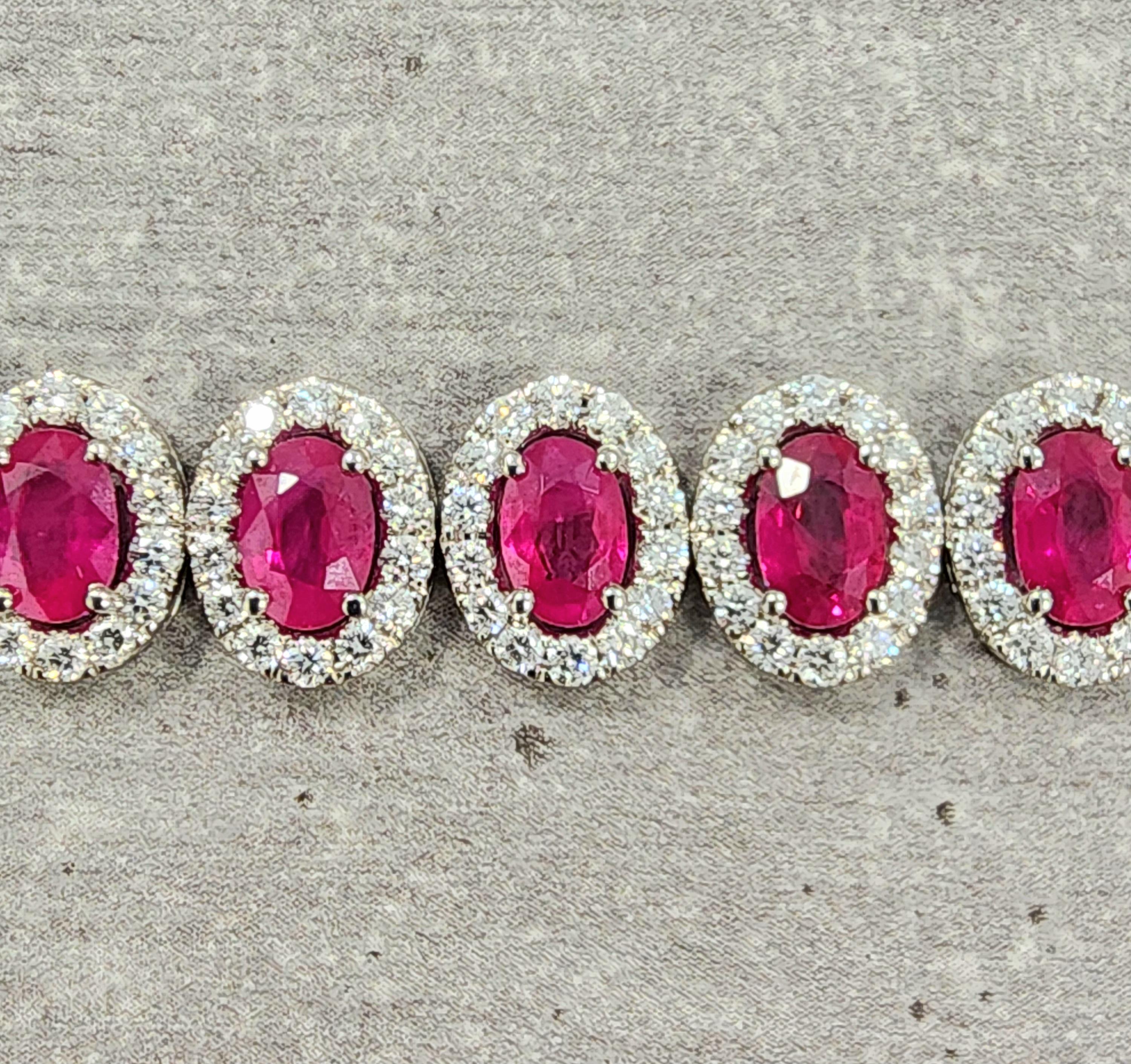 16.39 ct Natural Ruby & Diamond Bracelet For Sale 4