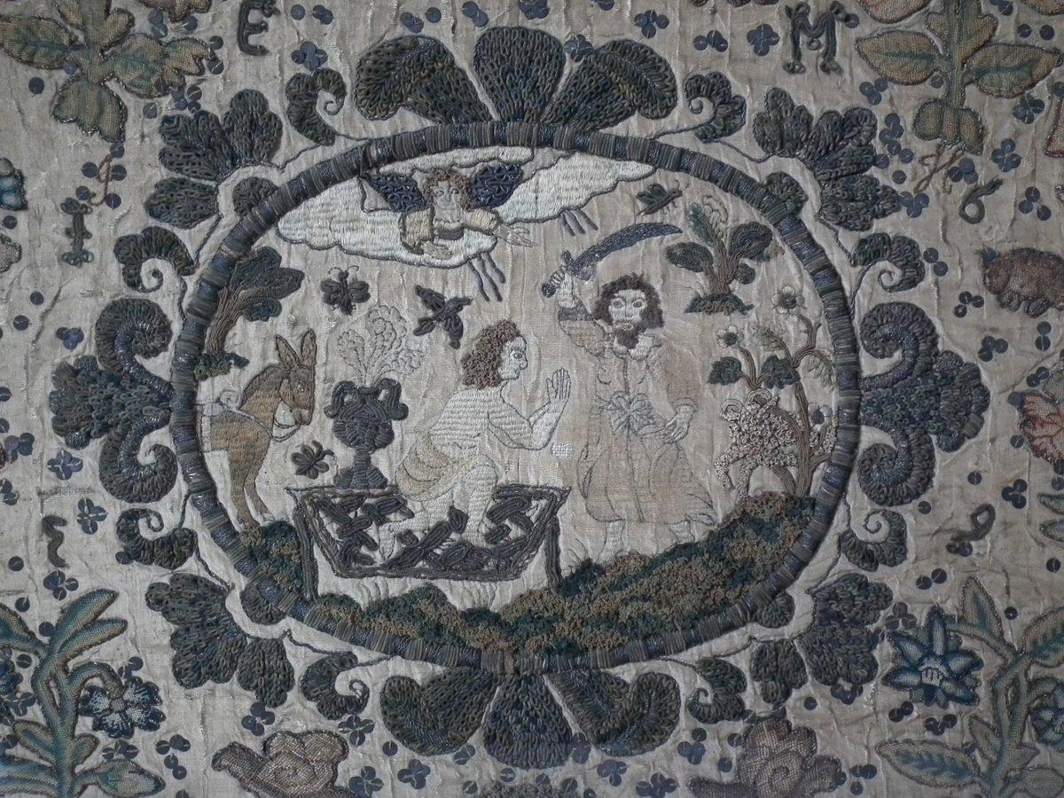 Mid-17th Century 1639 Stumpwork Embroidery, 'Abraham & Isaac' by EM