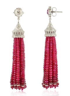 163,91 Karat Rubin-Diamant-Ohrringe mit Quaste