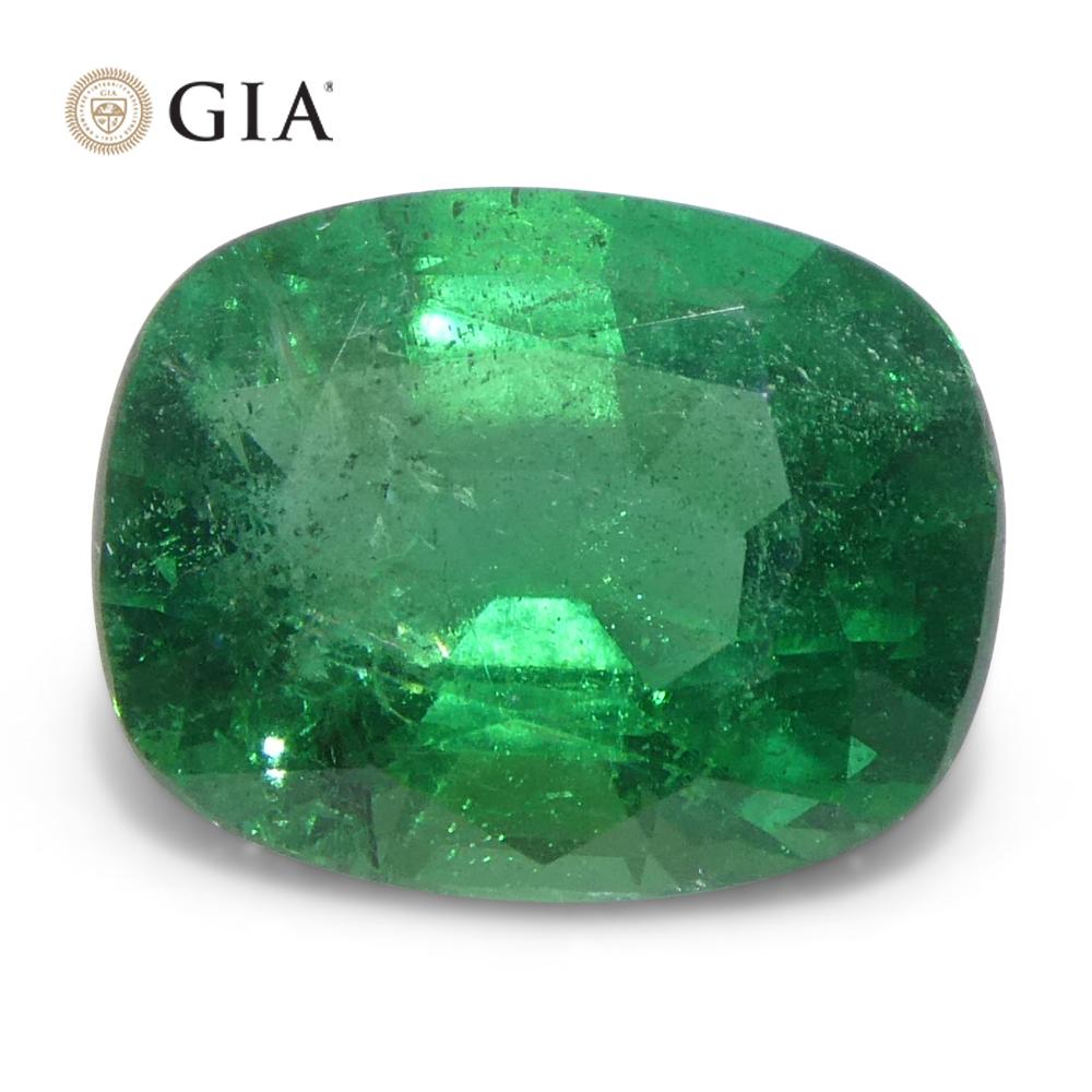 1,63 carati di smeraldo verde a cuscino certificato GIA Zambia (F2) in vendita 5