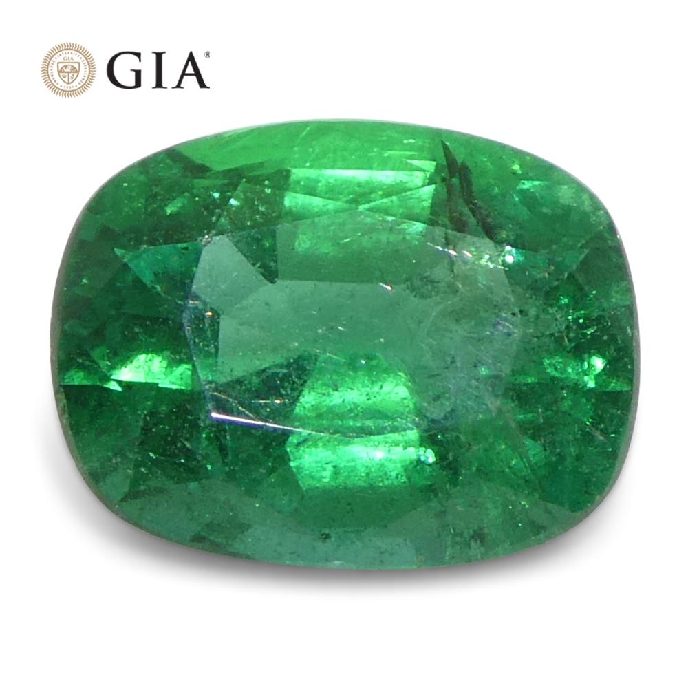 1,63 carati di smeraldo verde a cuscino certificato GIA Zambia (F2) In condizioni Nuovo in vendita a Toronto, Ontario