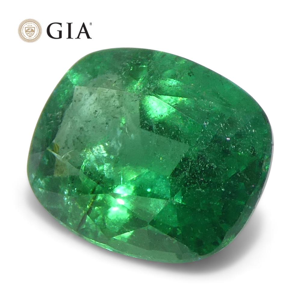 1,63 carati di smeraldo verde a cuscino certificato GIA Zambia (F2) in vendita 4