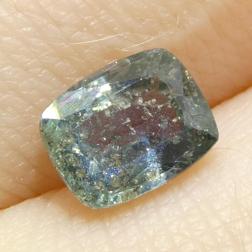 1.63ct Cushion Teal Blue Sapphire from Tanzania Unheated 6