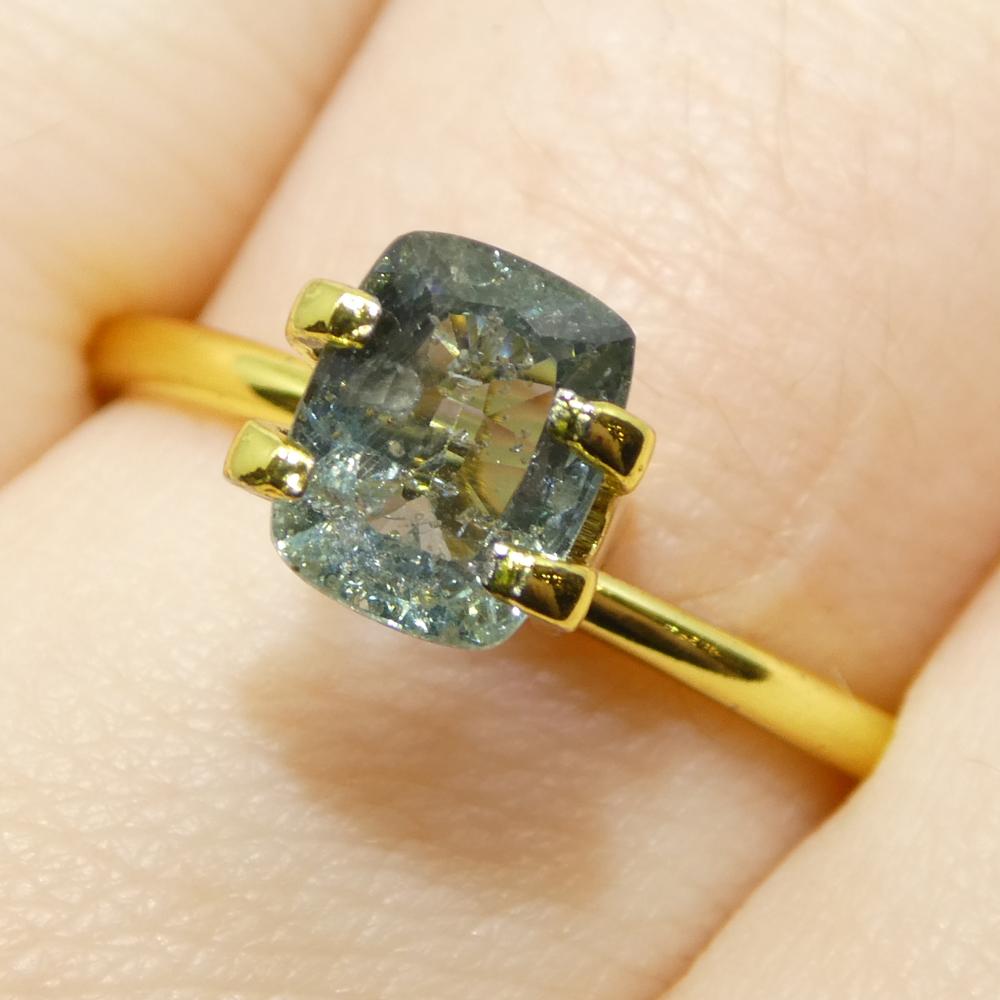 1.63ct Cushion Teal Blue Sapphire from Tanzania Unheated 8