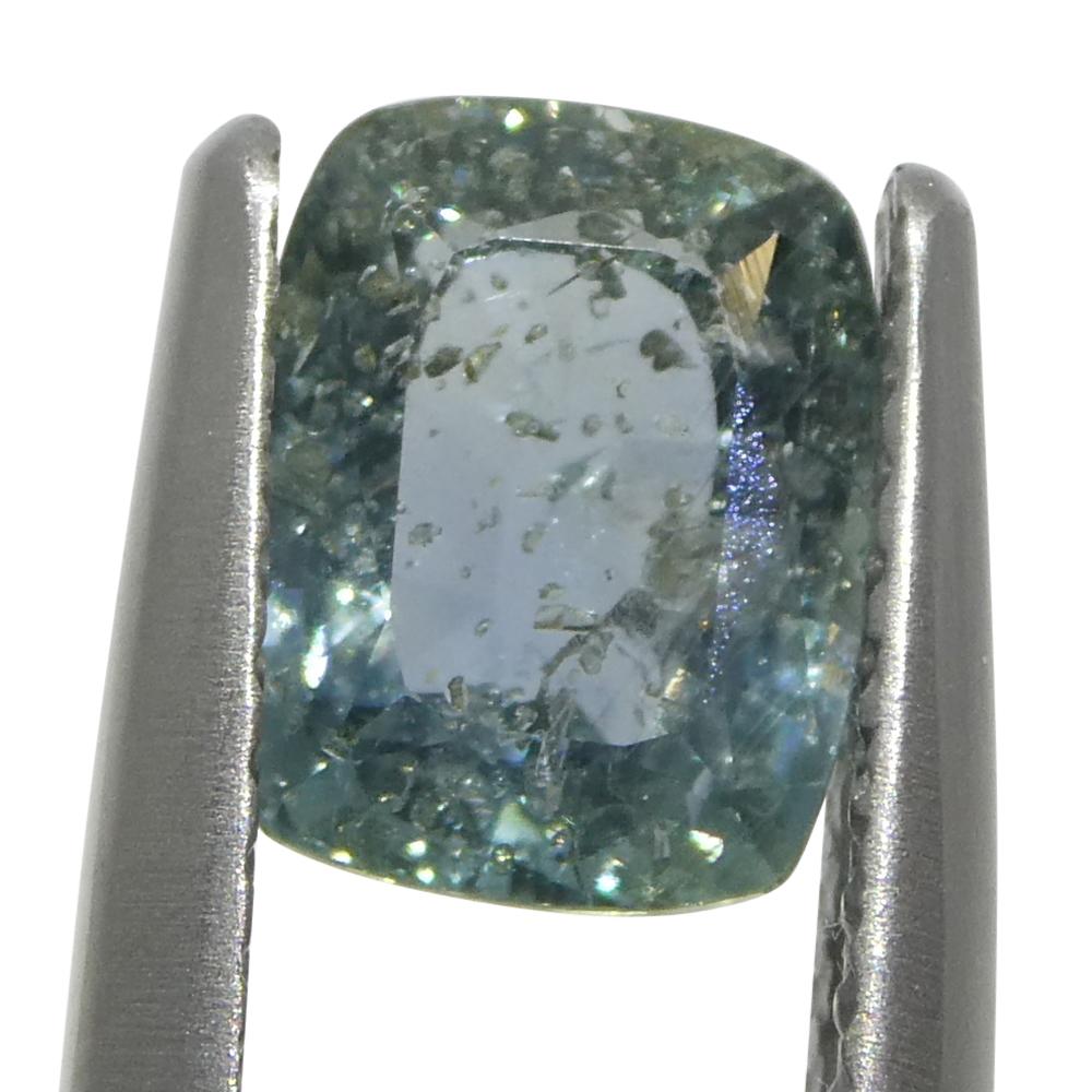 Brilliant Cut 1.63ct Cushion Teal Blue Sapphire from Tanzania Unheated