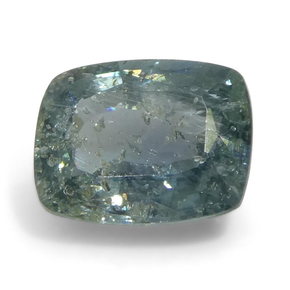 Women's or Men's 1.63ct Cushion Teal Blue Sapphire from Tanzania Unheated
