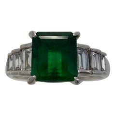 1.63ct GIA Certified Fine Colombian Emerald & Diamond Platinum Seven Stone Ring