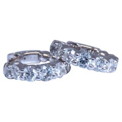 Orecchini a cerchio con diamanti rotondi Nature 1.63ct 14kt 16mm a bottone e a punta+