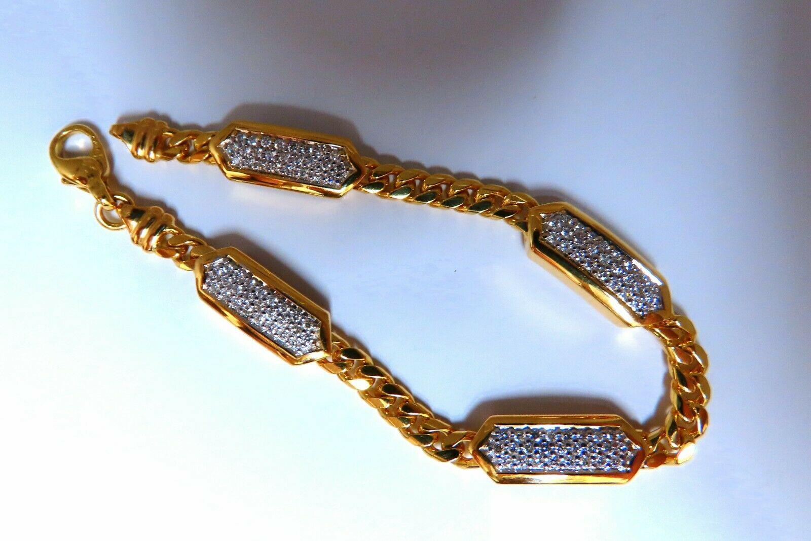 Round Cut 1.63 Carat Natural Round Diamonds Rectangular Vector Curb Link Bracelet 18 Karat For Sale