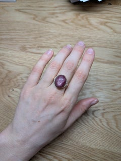 16.3ct Star Ruby Ring w Natural Diamond Accents in Solid 14K Gold OV 17x13mm