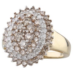 1.63ctw Champagne White Diamond Cluster Ring 10k Yellow Gold Size 8.25 Cocktail