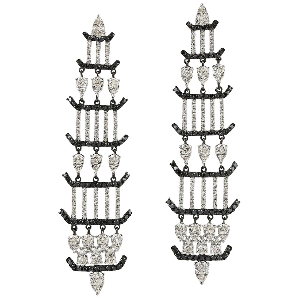 Boucles d'oreilles chandelier en or 18 carats et diamants 1,64 carat