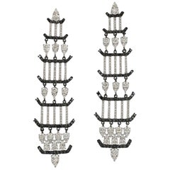 Boucles d'oreilles chandelier en or 18 carats et diamants 1,64 carat