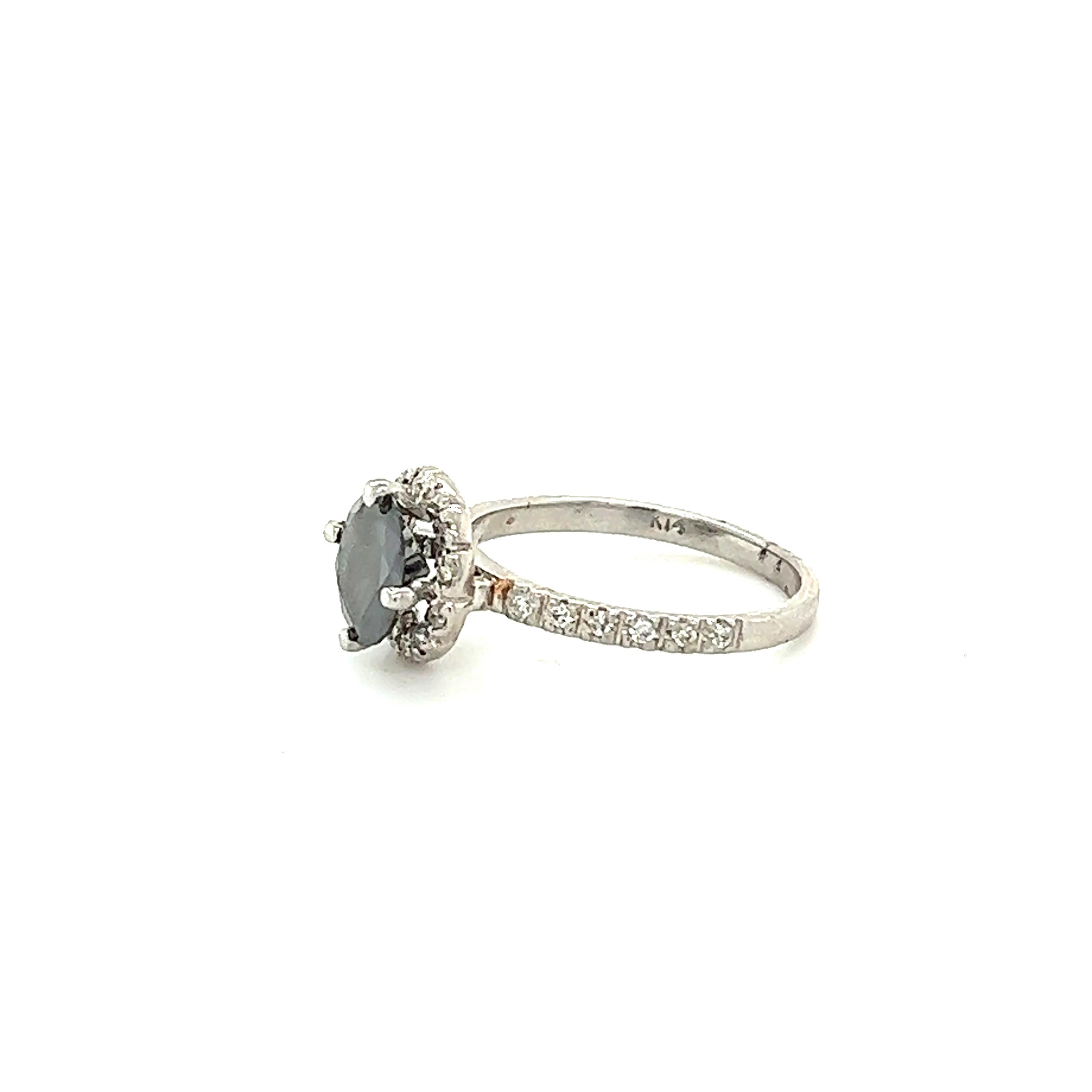 Contemporary 1.64 Carat Black Diamond White Diamond White Gold Engagement Ring For Sale