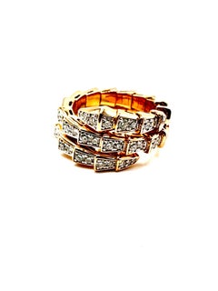 1.64 Carat Bulgari Serpenti Viper Two Coil Ring in 18K Rose Gold