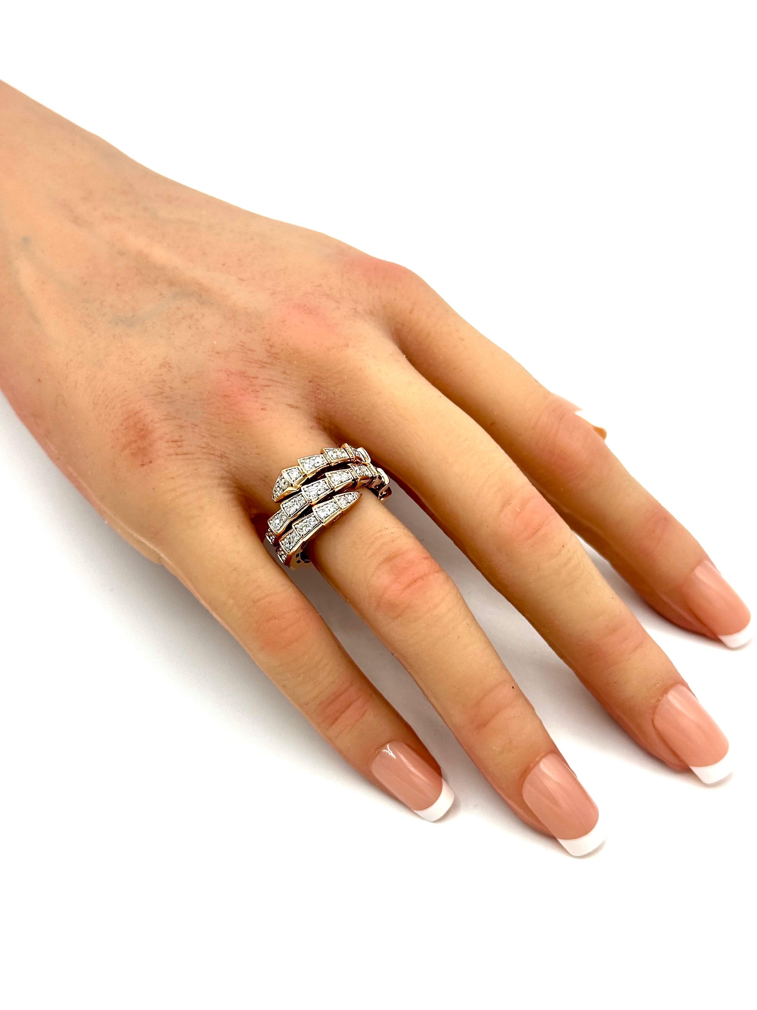 Women's or Men's 1.64 Carat Bulgari Serpenti Viper Two Coil Ring in 18K Rose Gold For Sale