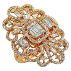 1.64 Carat Diamond Illusion Wedding Ring in 18 Karat Rose Gold