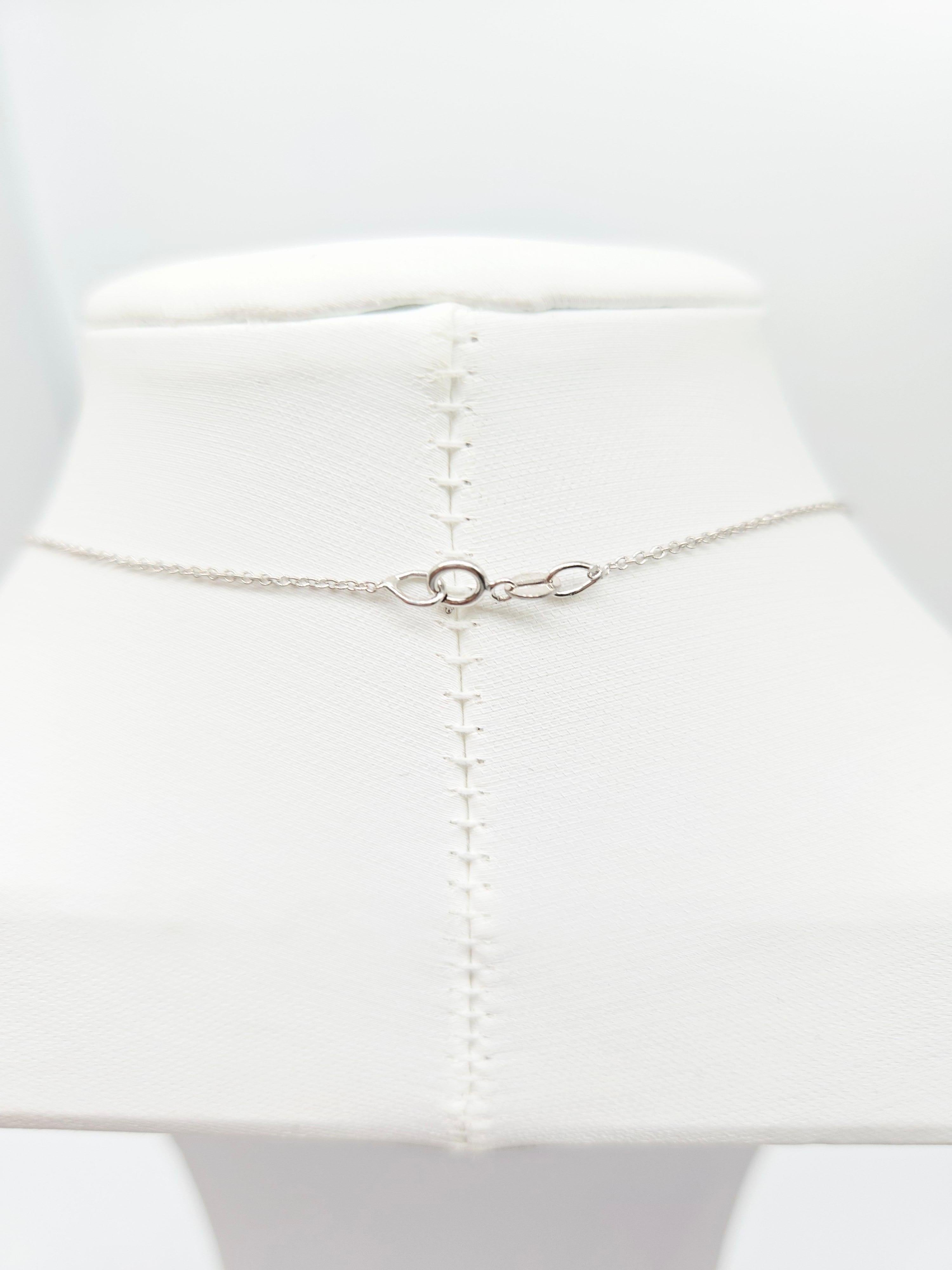 Taille ronde 1.64 Carat Diamond Mini Tennis Necklace 14 Karat White Gold 17'' (collier de tennis en or blanc 14 carats) en vente