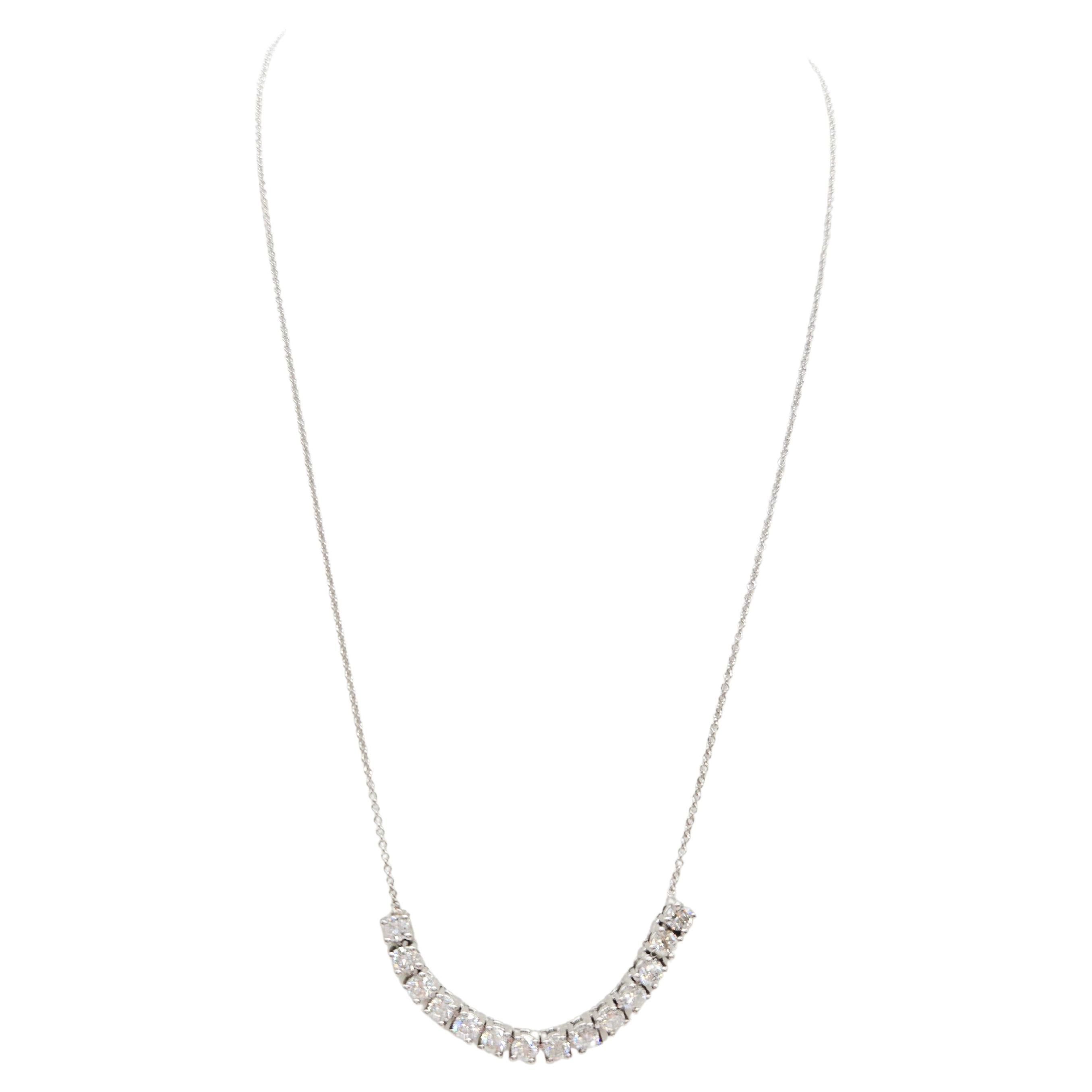 1.64 Carat Diamond Mini Tennis Necklace 14 Karat White Gold 17'' (collier de tennis en or blanc 14 carats)