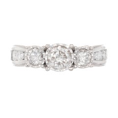 1.64 Carat Diamond Three-Stone White Gold Engagement Ring