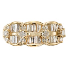 Vintage 1.64 Carat Diamond Wave Yellow Gold Band Ring, circa 1960