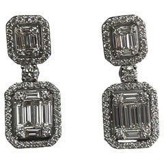 1.64 Carat Diamond & White Gold Earrings