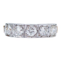 1.64 Carat Diamonds, Rose Gold and Silver Ring.